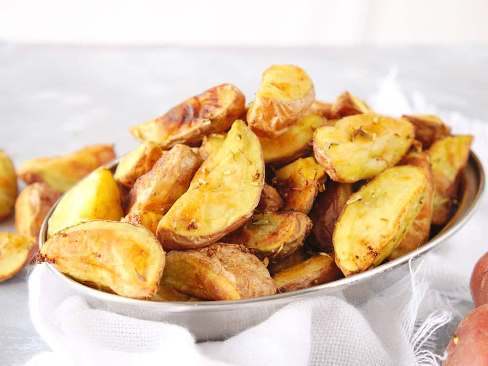 Air fryer roasted potatoes in a small bowl