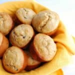 a bowl full of banana protein muffins