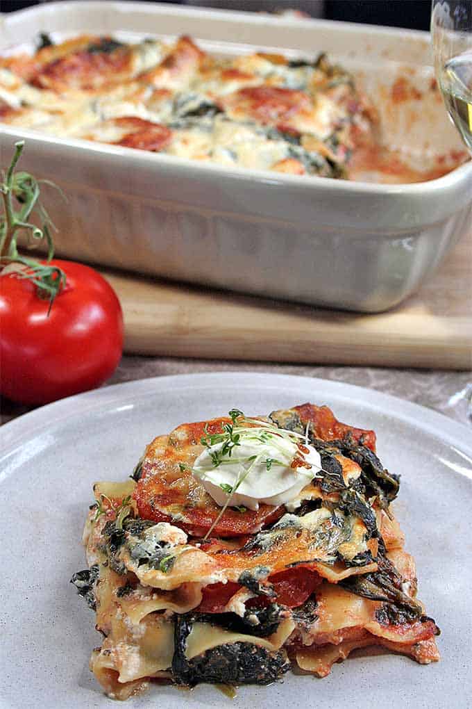 a plate full of vegetarian lasagna