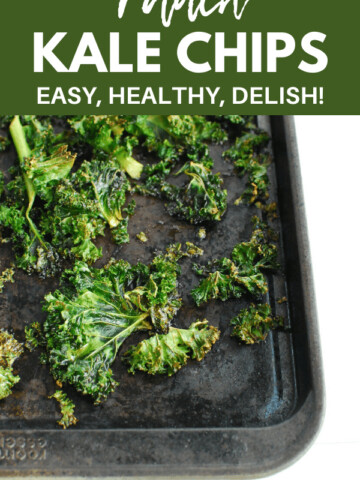 a baking sheet full of cooked ranch kale chips