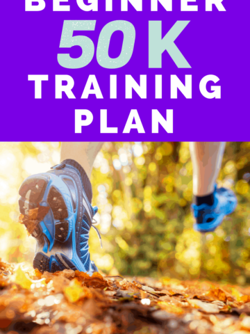 a person running outside in the fall training for a 50K