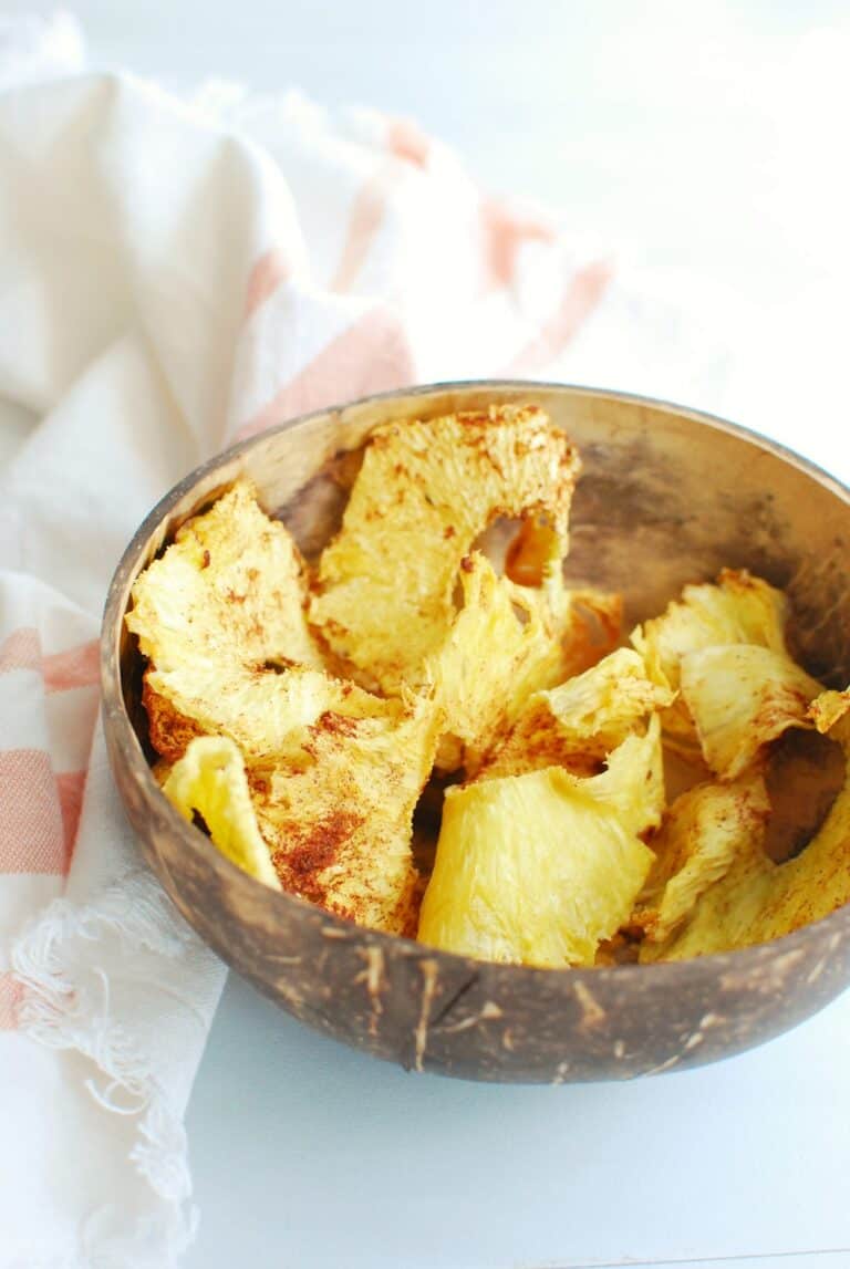 Air Fryer Dehydrated Pineapple Snacking in Sneakers