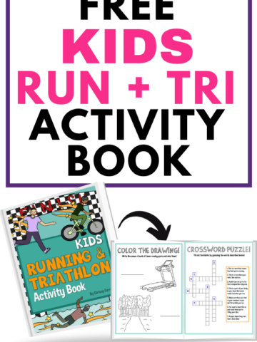 sample pages from the free kids activity book all about running and triathlon