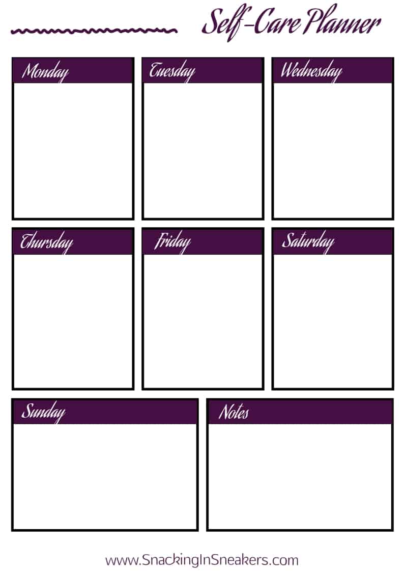 weekly self care planner