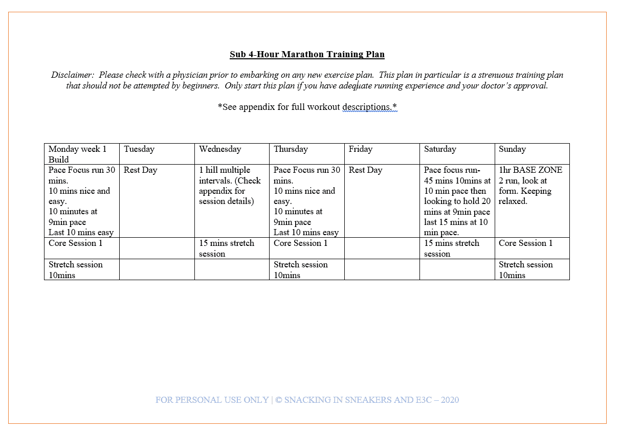 sub 4 hour marathon training plan