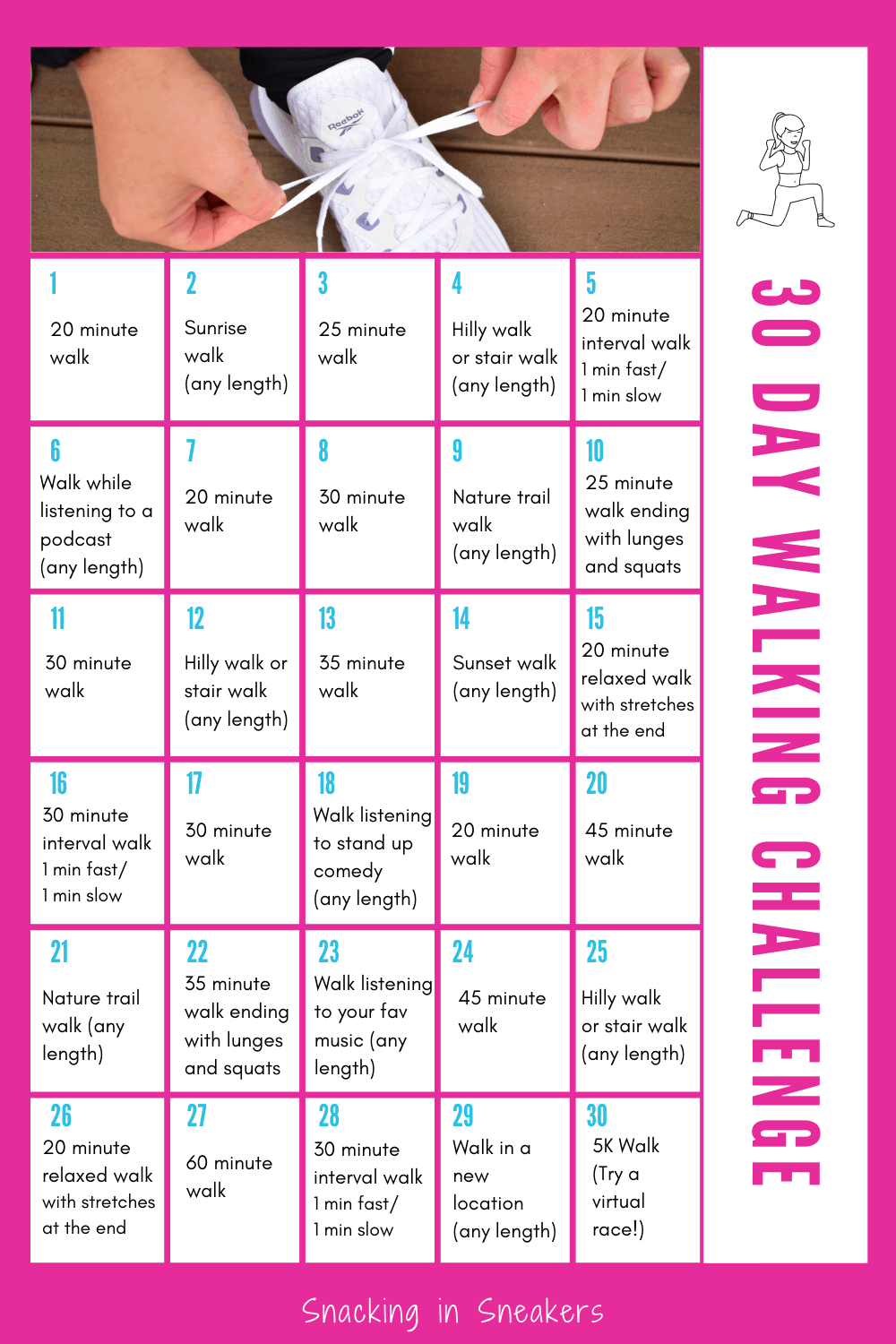 30 day walking challenge printable