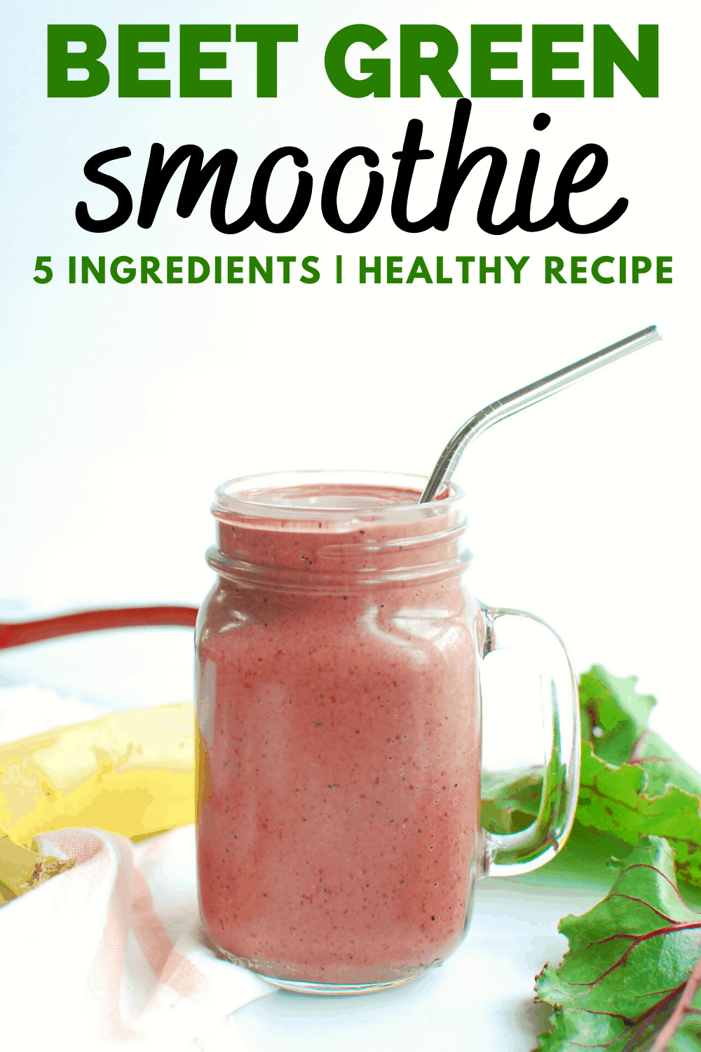 Beet Green Smoothie with Berries and Banana Snacking in Sneakers