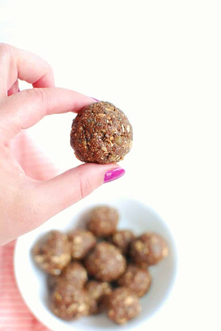 Chocolate Coffee Protein Balls Snacking in Sneakers