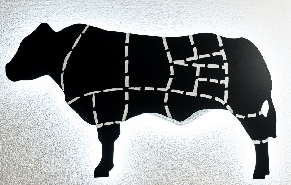 a cow illustration with different markings for where different cuts come from