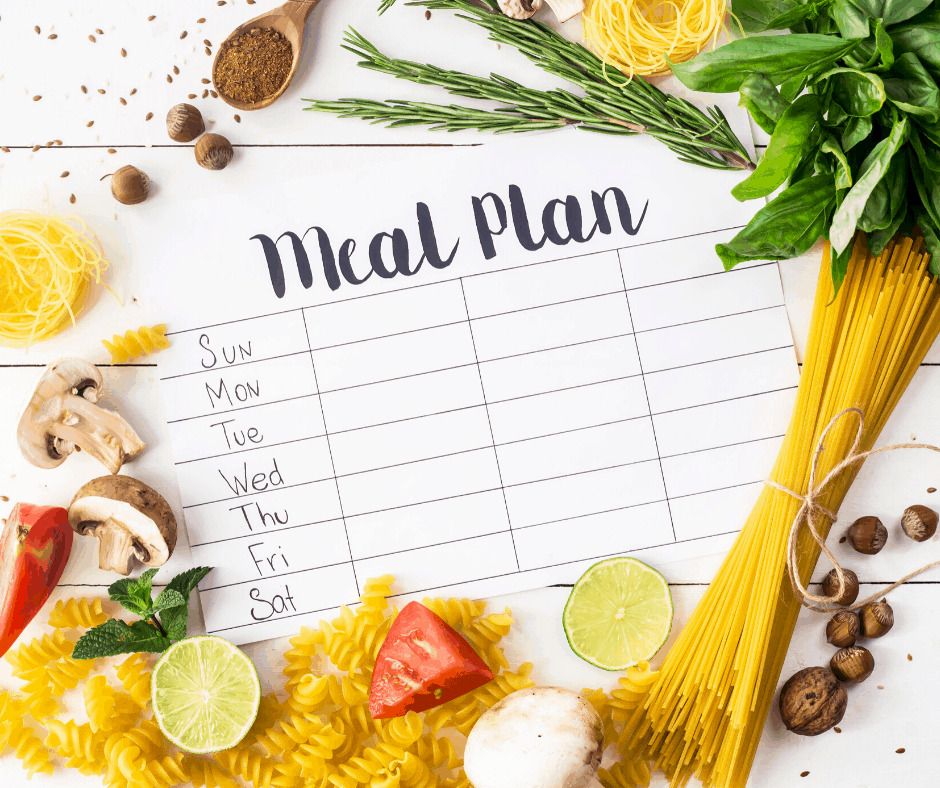 a paper with a weekly meal plan chart