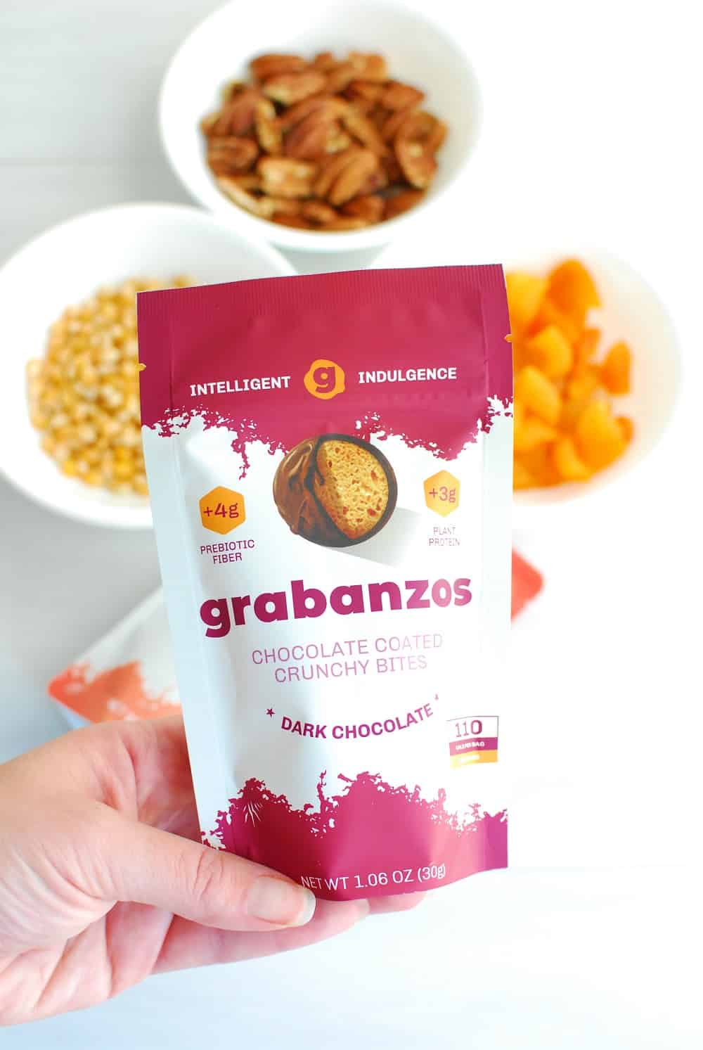 a bag of grabanzos chocolate chickpea snacks
