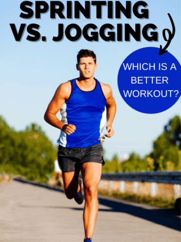 a man running down the street with a text overlay that says sprinting vs jogging