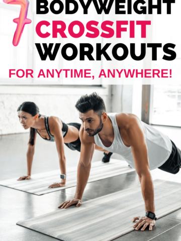 a man and a woman doing push ups with a text overlay that says 7 bodyweight crossfit workouts