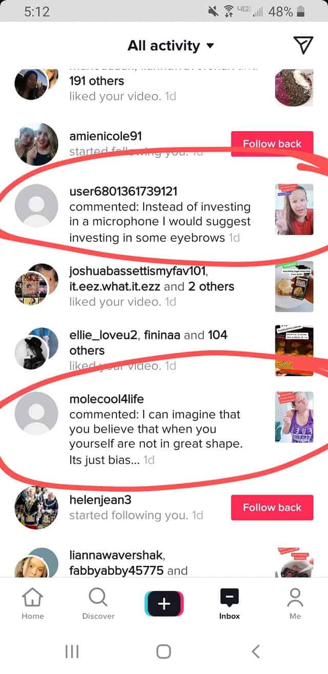 a screenshot of rude tiktok comments about appearance