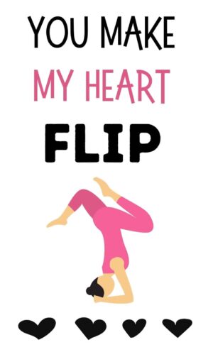 You make my heart flip card featuring an image of a woman doing yoga.