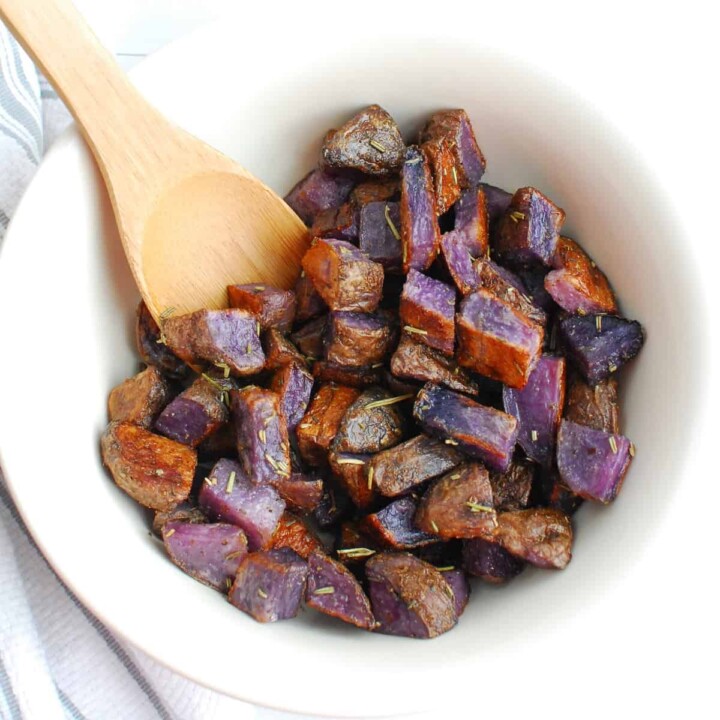 Herb Roasted Purple Potatoes Snacking in Sneakers