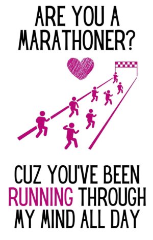 Marathoner Valentine's Day Card with people running to the finish line.