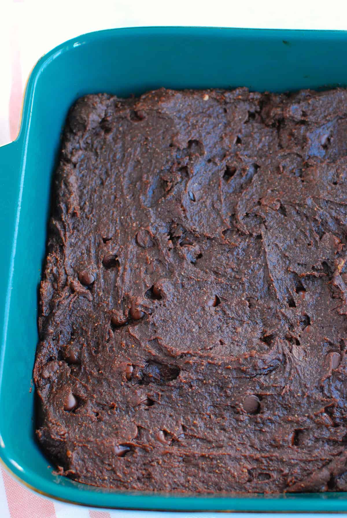 A pan of just-baked butternut squash brownies.