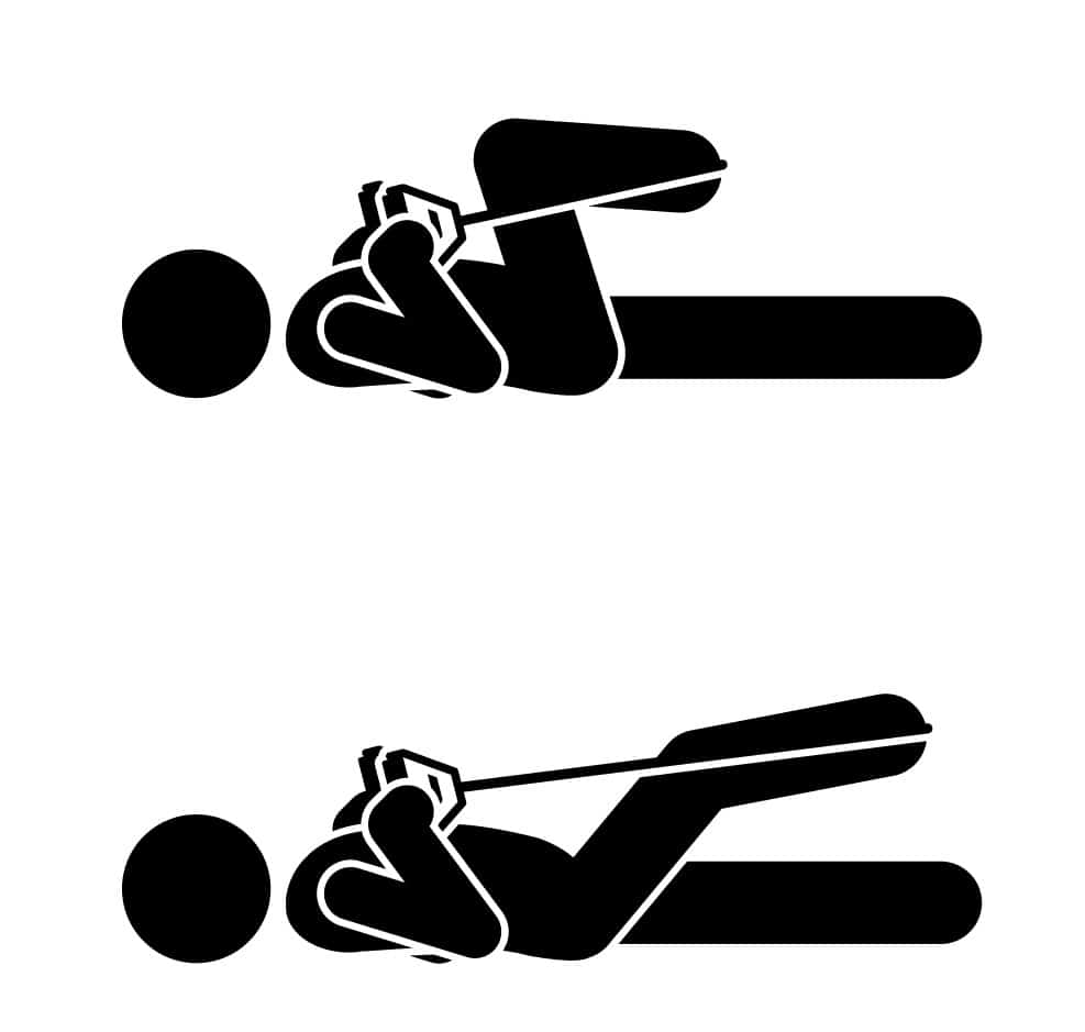 An illustrated figure doing a lying leg press with a tube resistance band.