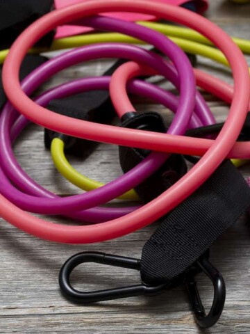A pile of resistance bands.