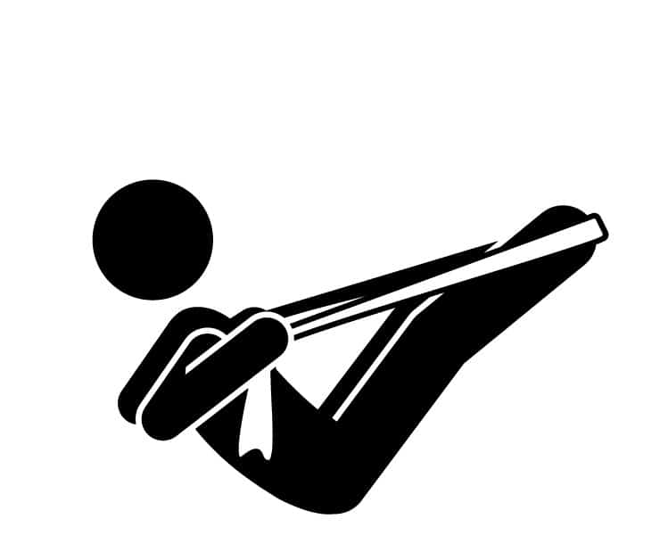 An illustration of an assisted v-sit exercise.