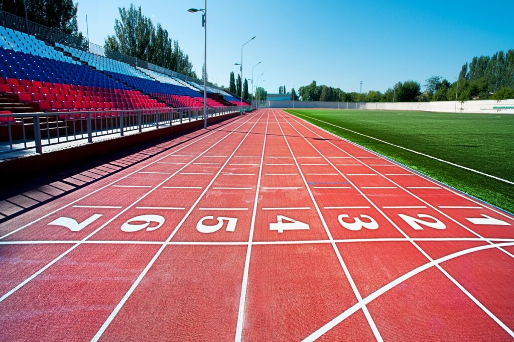 A running track on a sunny day.