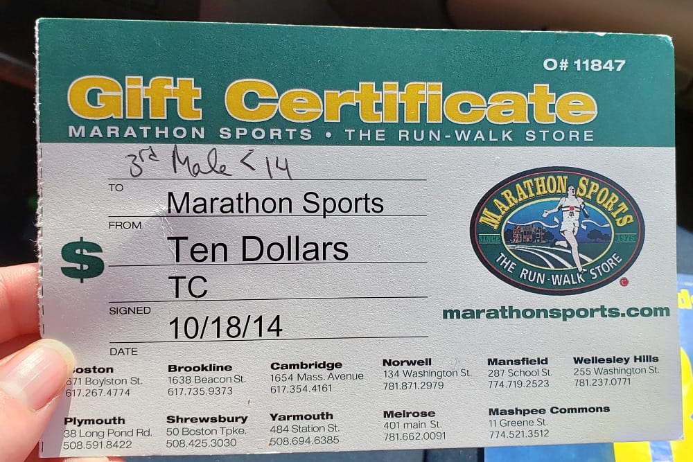 A gift certificate to a local running store.
