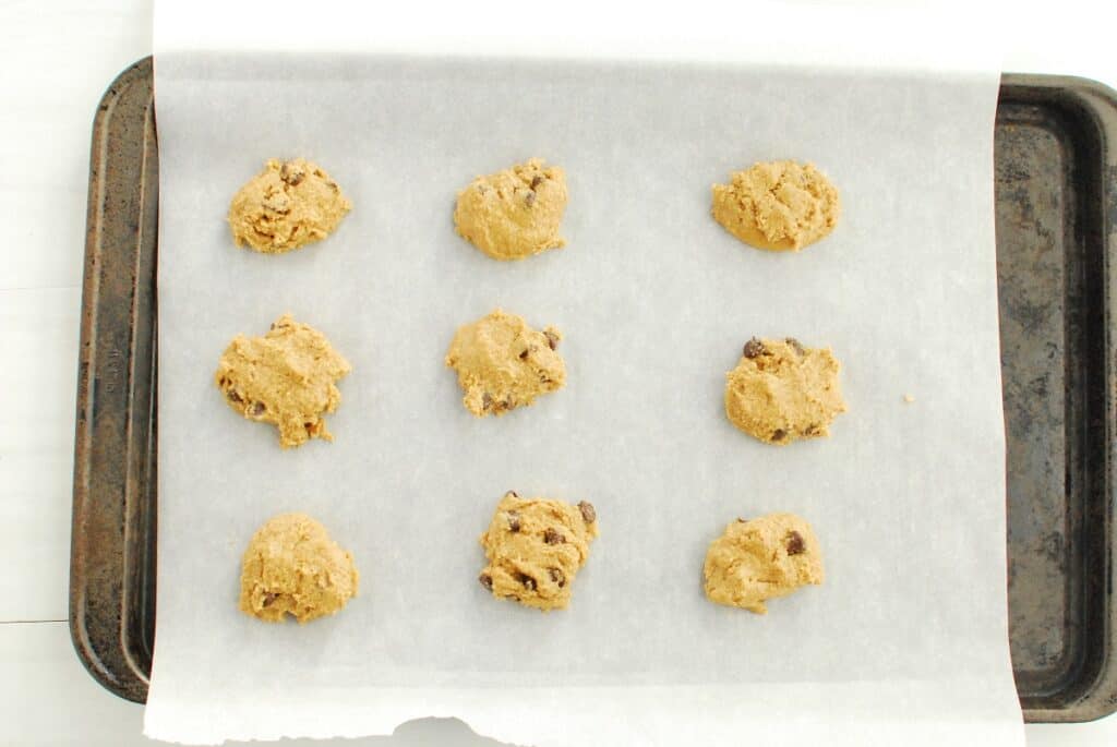 Uncooked dough on a baking sheet.