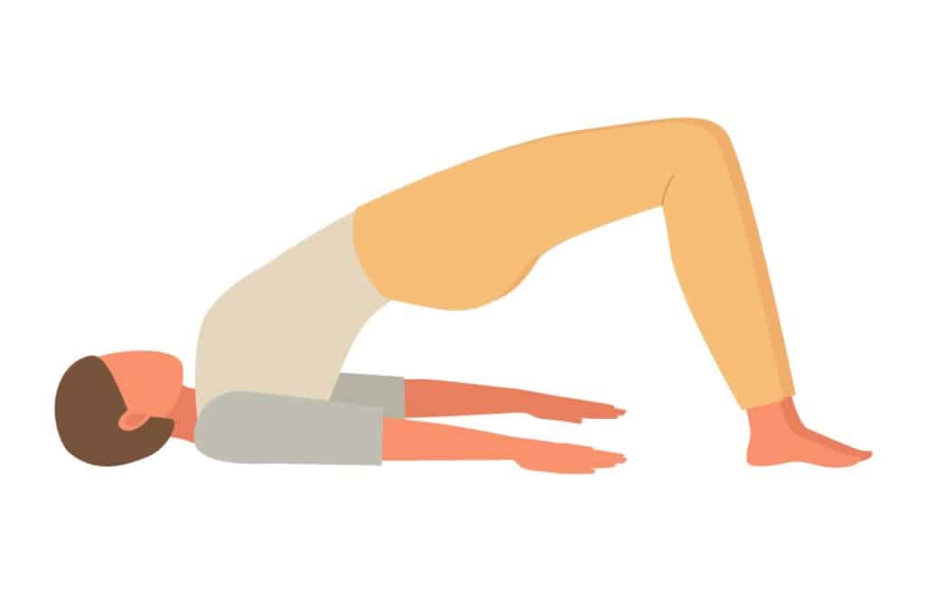 Illustration of a woman doing a glute bridge.