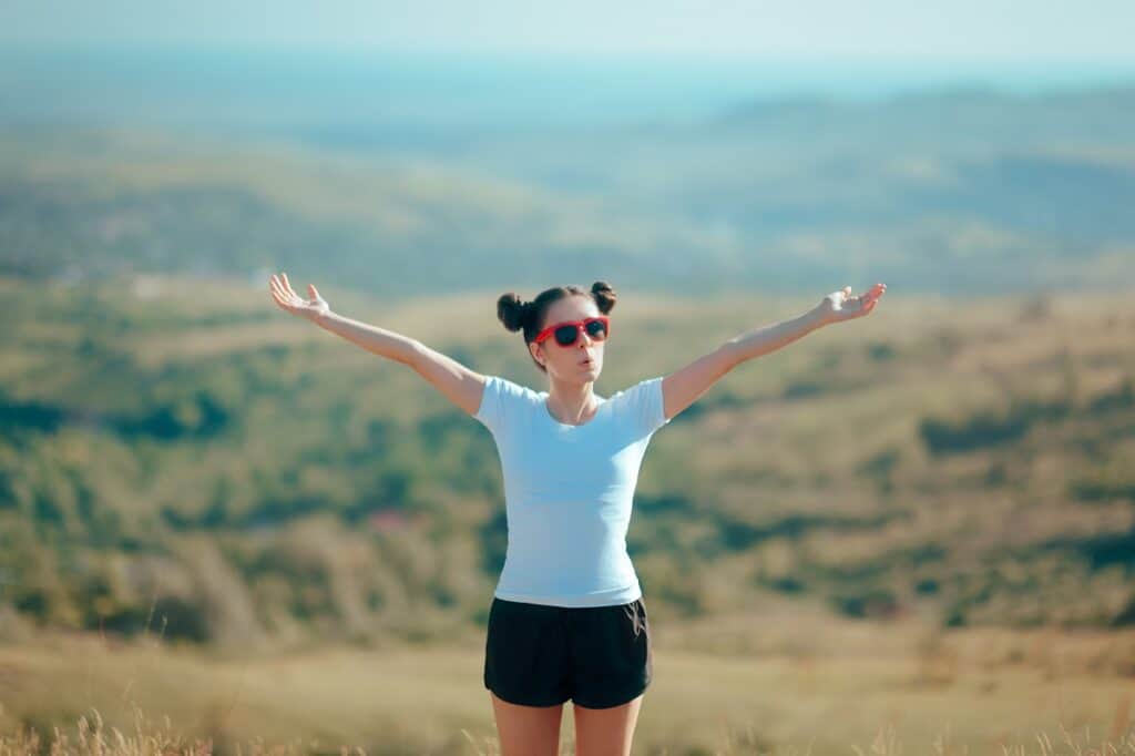 A runner outside in the sunlight for increasing Vitamin D.