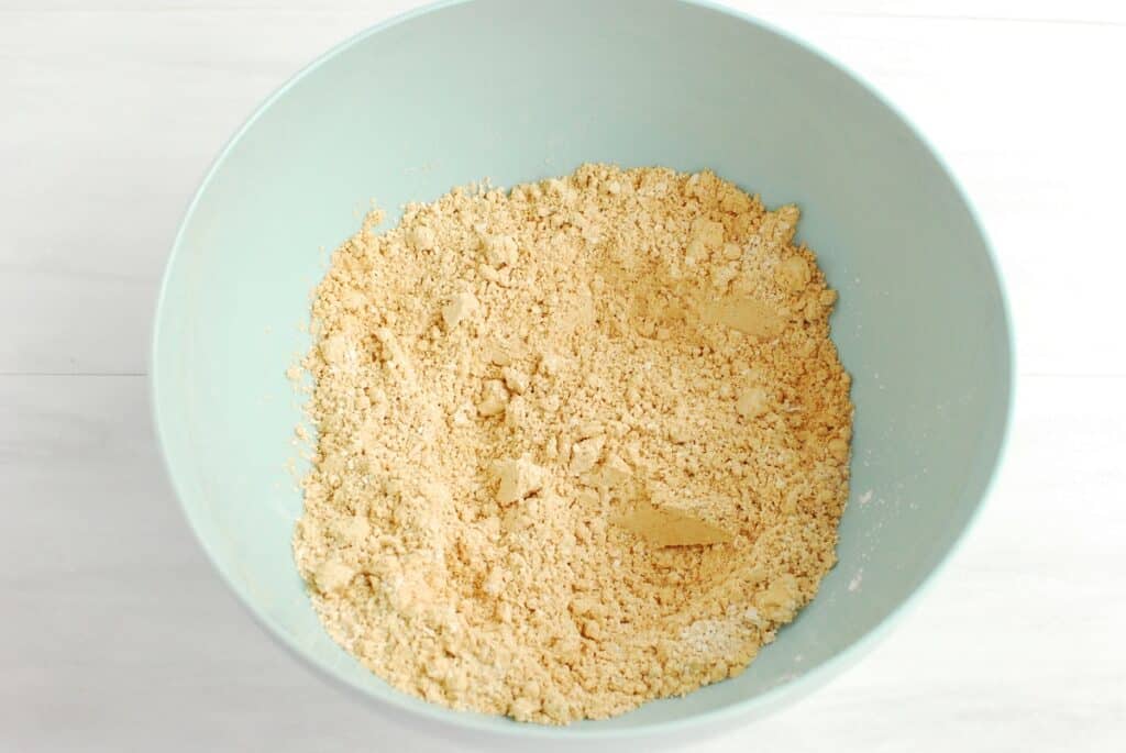 Oat flour, powdered peanut butter, salt, and baking powder mixed together.
