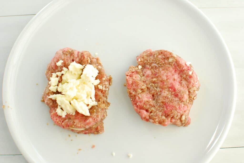 Air Fryer Feta Stuffed Lamb Burgers Snacking in Sneakers