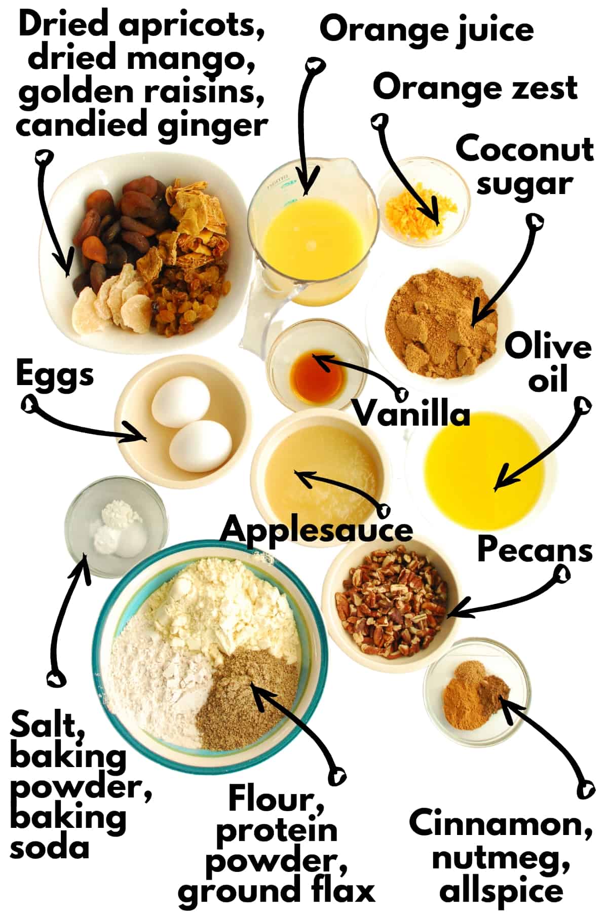 A flatlay of all of the recipe ingredients.