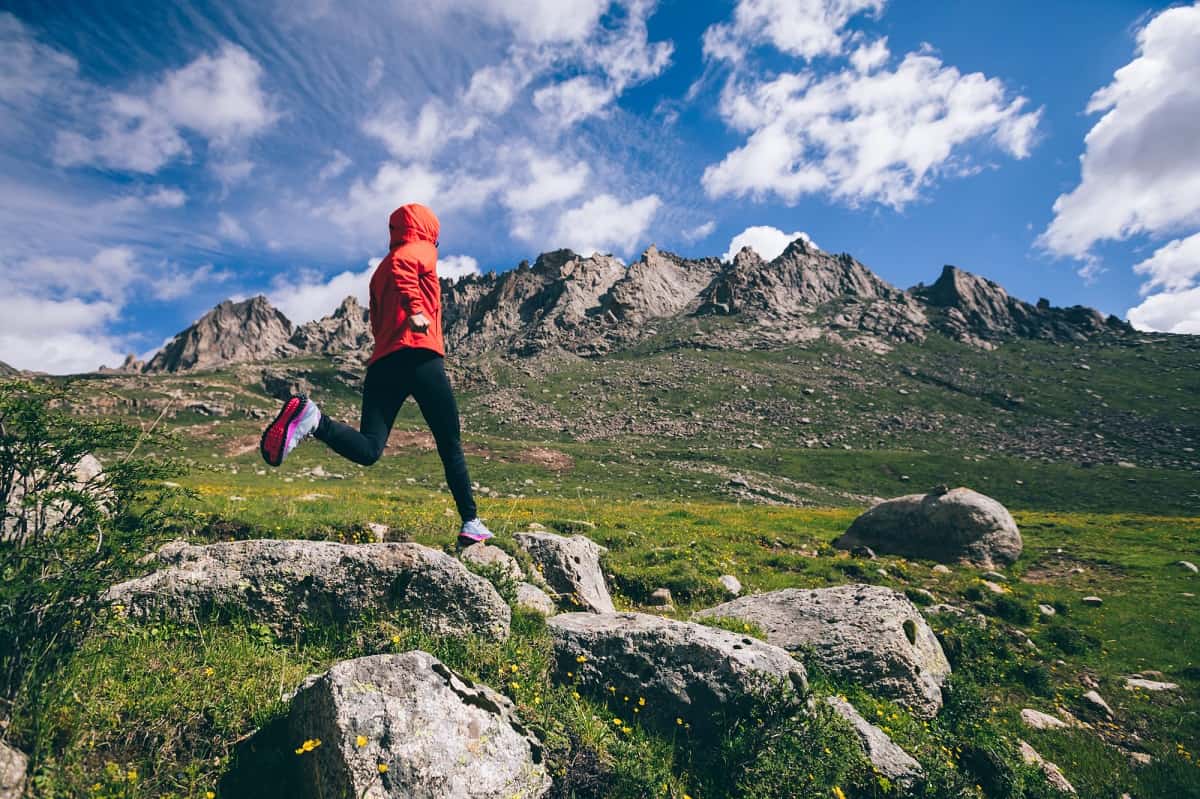 A trail runner at altitude.