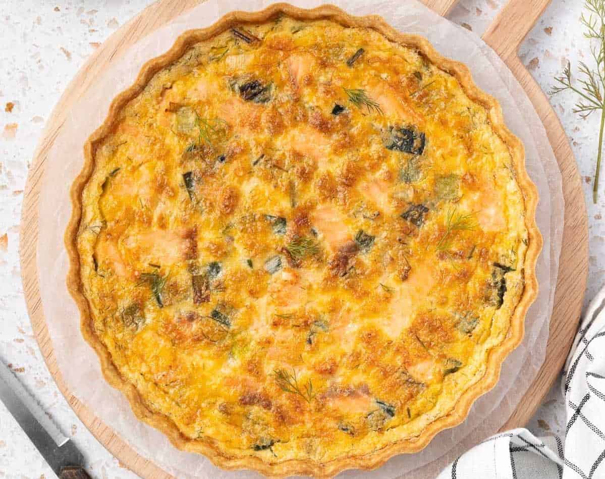 A beautiful salmon quiche for breakfast.