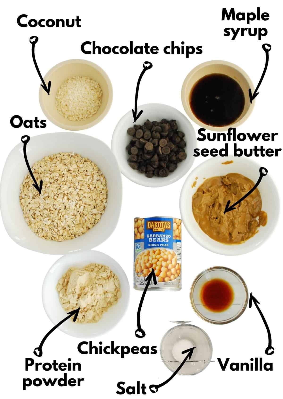 All of the ingredients for the recipe on a white backdrop.