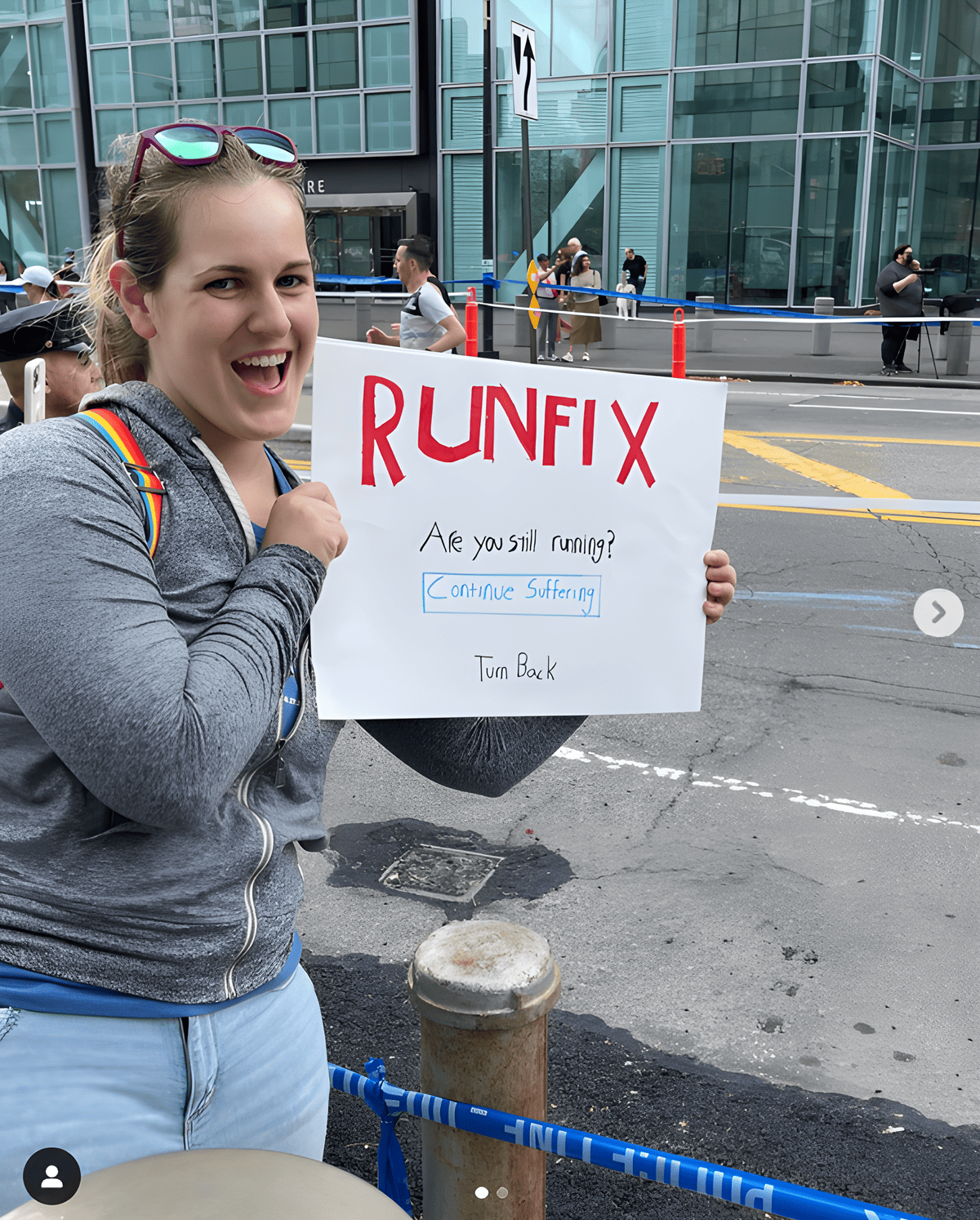 A funny race sign modeled off of the netflix 