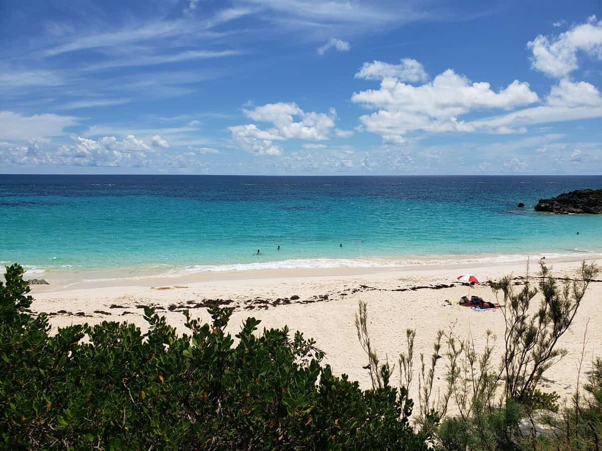 A beach in Bermuda without many tourists.