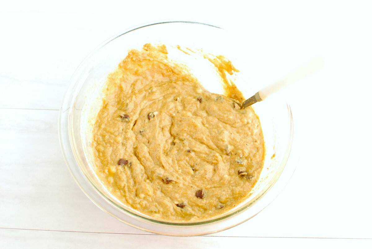 A bowl of muffin batter.