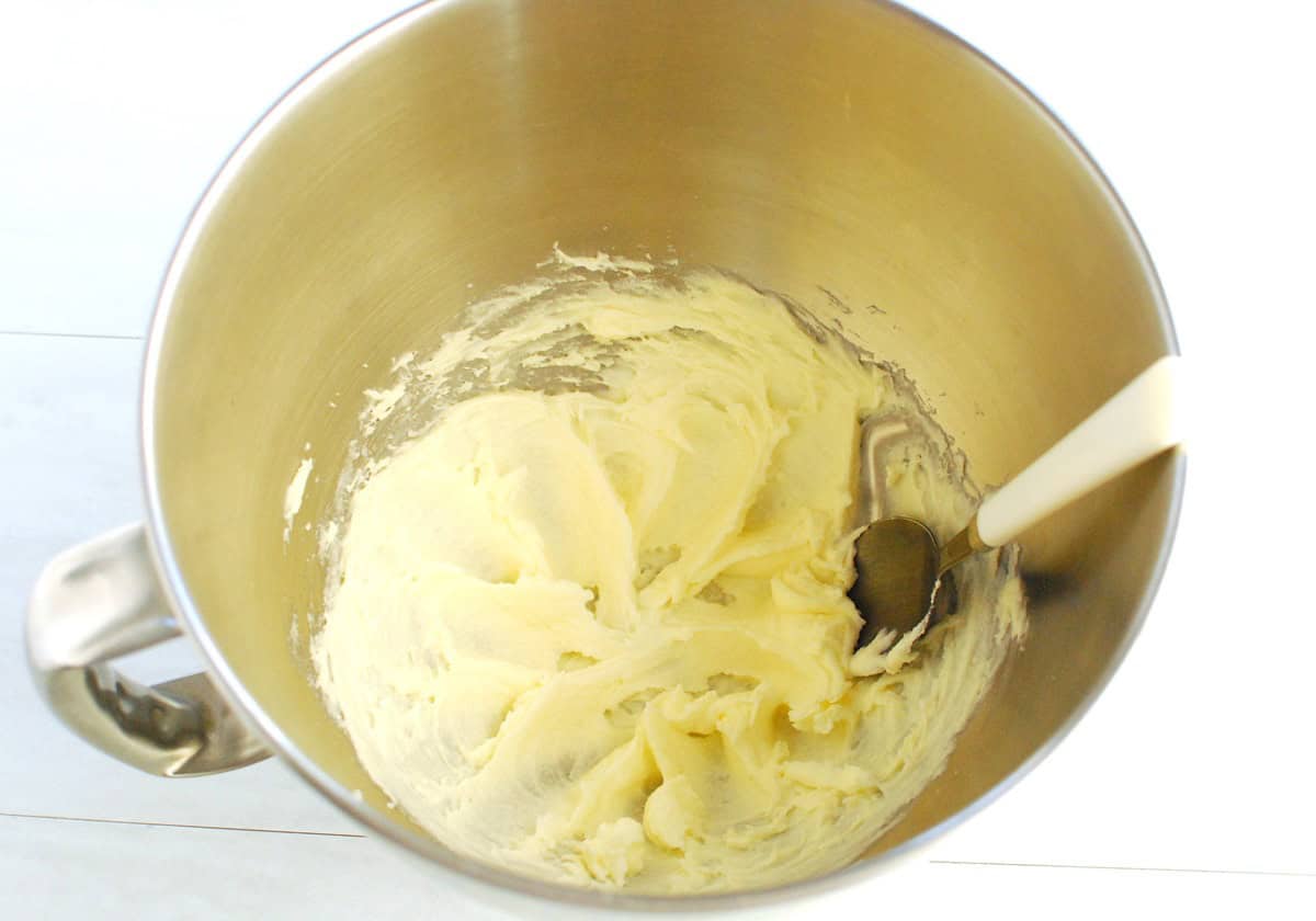 Butter and allulose mixed together in a bowl.