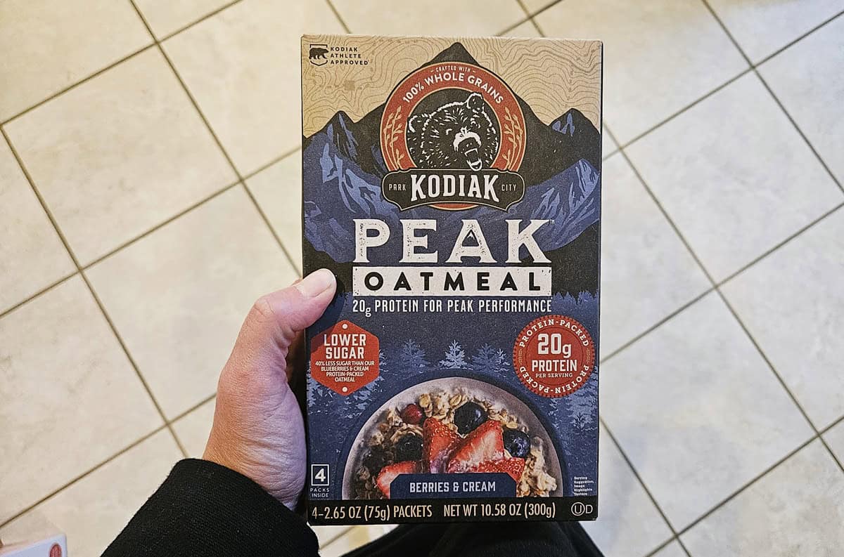 A box of Kodiak peak performance oatmeal.