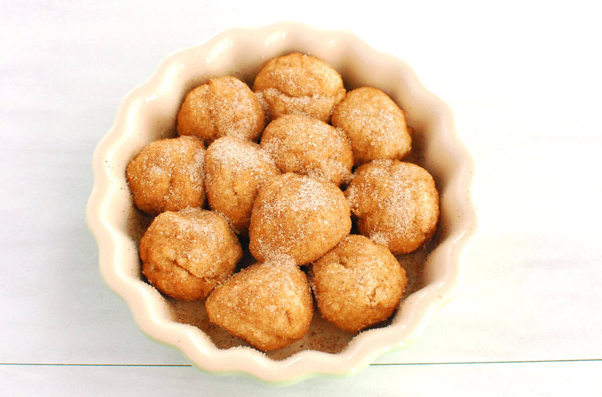 Unbaked monkey bread in a small ramekin.