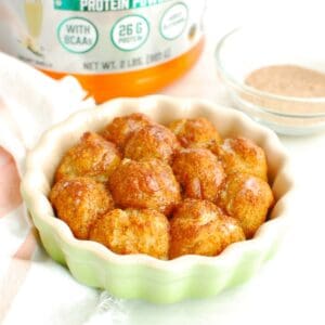A small ramekin of single serving protein monkey bread.