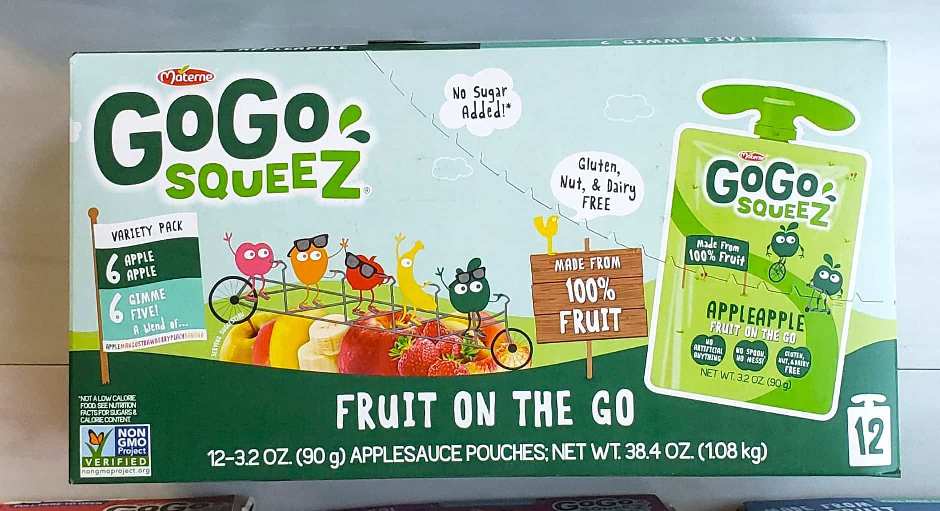 A box of applesauce pouches.