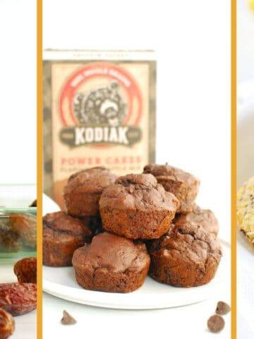 A collage of several healthy snacks for runners including protein muffins, energy bites, and a smoothie.