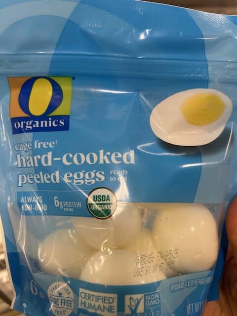 A bag of hardboiled eggs.