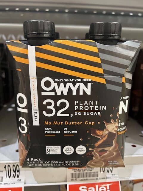 A package of Owyn protein shakes.