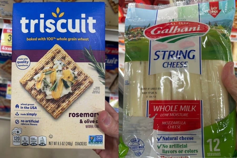 Triscuits and string cheese.