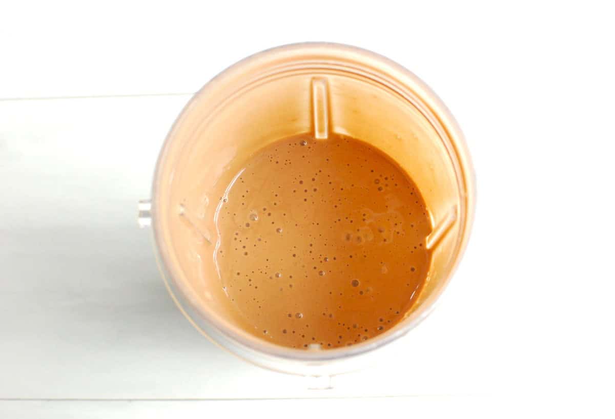 All the ingredients blended together in a blender cup.