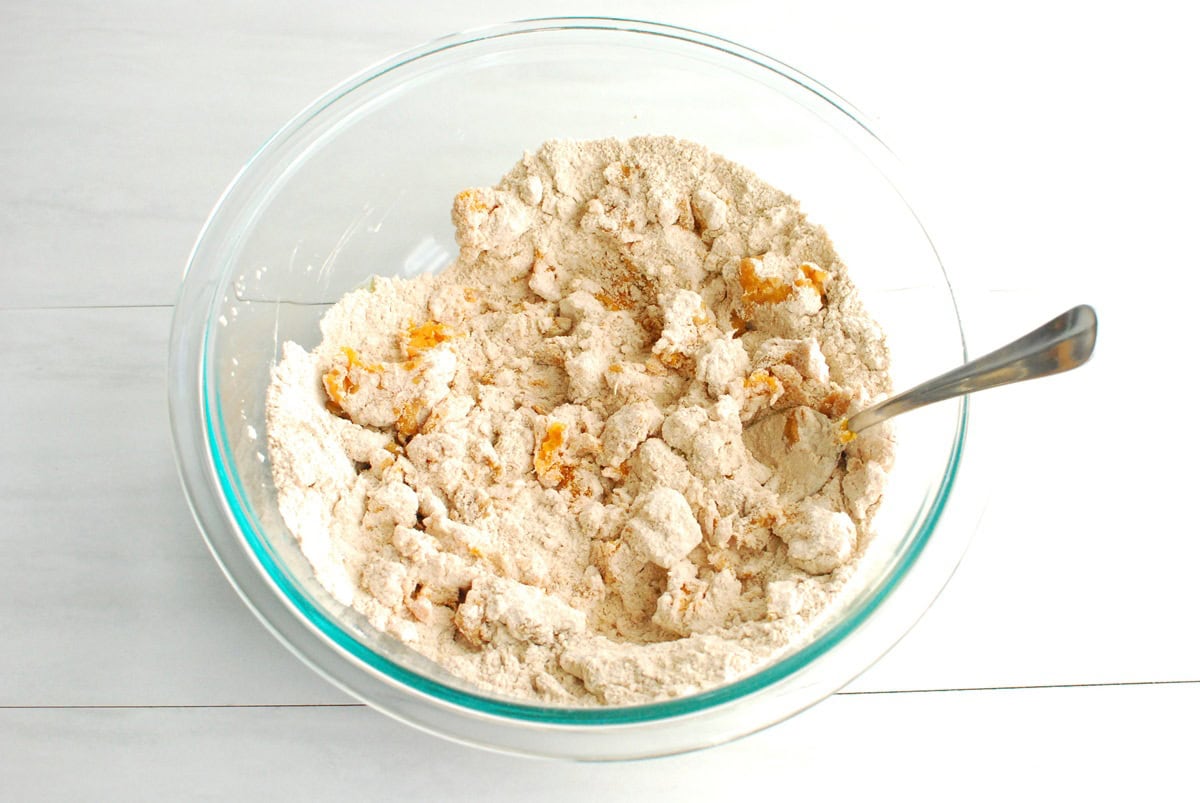 The flatbread dough before mixing thoroughly.